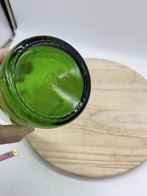 Unmarked Green Pressed Glass Tumbler Bottle With Lid Stopper Kitchen Bar Decor