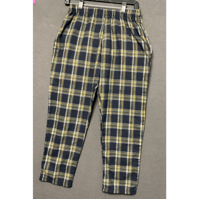 Flannel Plaid 2pc Loungewear Set Women L Pull-On Pants Pockets Long Tunic Top