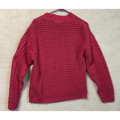 Actif Sweater Womens Medium Pink Fisherman Cable Knit Aran Crewneck VTG USA