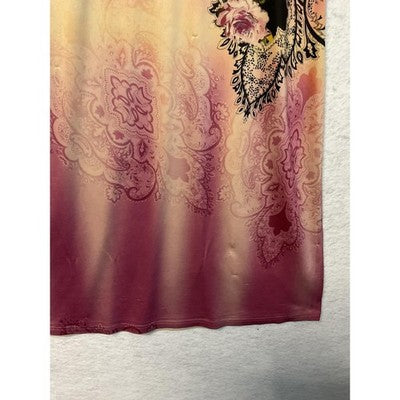 Floral Dress Womens Petite Small Pink Peach Ombre 3/4 Sleeve Stretch Made USA