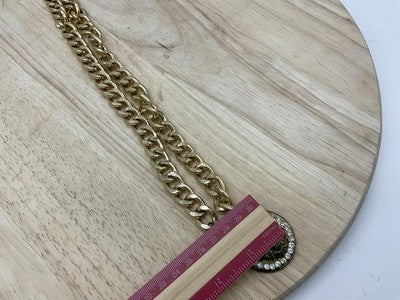 Lot 2 Womens Gold Tone Necklace Bracelet Lion MK Logo Rhinestone Mixed Brands