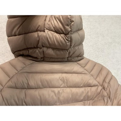 Love Tree Jacket Womens Small Beige Ultra Light Packable Hooded Puffer Zip Up