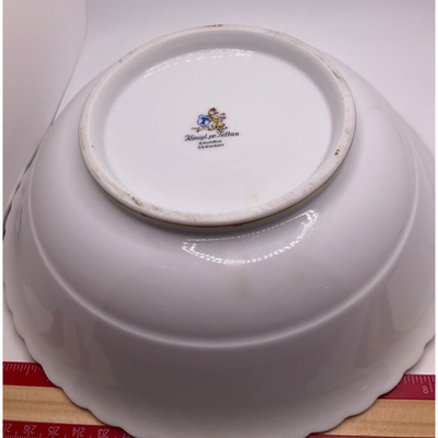 Vintage Königl. pr. Tettau Bavaria Serving Bowl 9" Gold Trim Floral Konigl