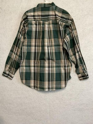 Knights Of Round Table Shirt Mens 2XL Green Plaid Button Down Long Sleeve Casual