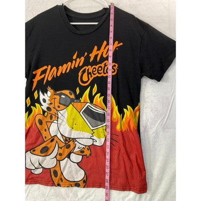 Cheetos Flamin Hot Graphic T-Shirt Mens Large Black Chester Cheetah Flame Tee