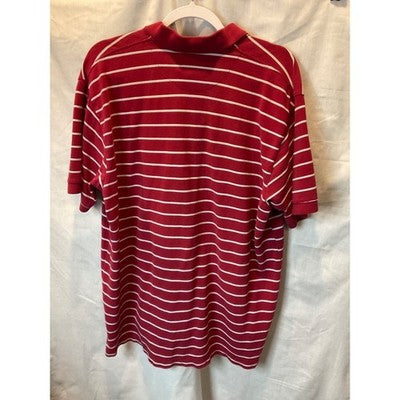 American Eagle Outfitters Men's XL Polo Shirt, Maroon with Grey/White Stripes