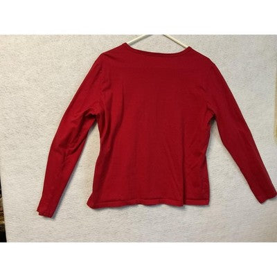 Naughty But Nice Shirt Womens Large Red Long Sleeve Christmas Graphic Funny