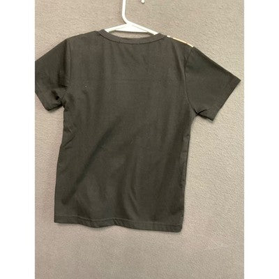 Aile Rabbit Girls Size 8 Black T-Shirt Plaid Shoulder B Patch NWT