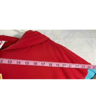 Kappa Cropped Hoodie Womens Medium Red Colorblock Logo Streetwear Pullover