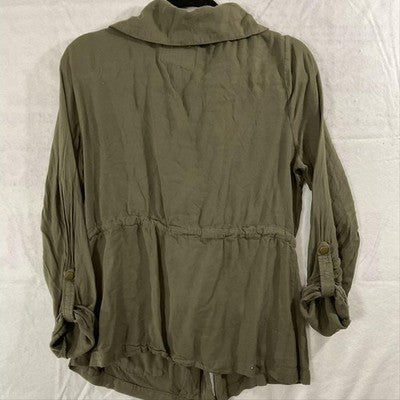BSweet Jacket Juniors Large Green Anorak Lightweight Zip Drawstring Pockets
