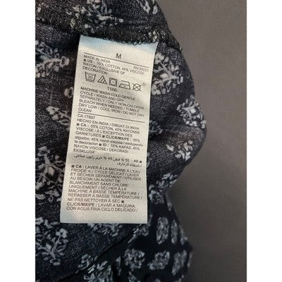 Old Navy Women's M Peasant Dress w/ Pockets Black White Floral Print Long Sleeve