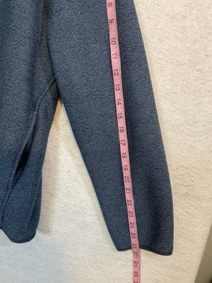 Eddie Bauer Sweatshirt Mens Large Blue Fleece Snap Mock Neck Pullover Pockets