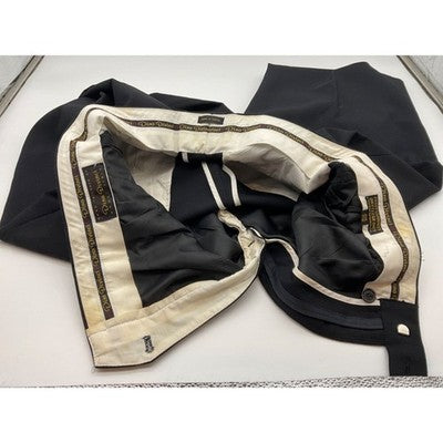 Dino DiVinci Men's Black Dress Pants 35W 28L, Pleated, Zip Fly, Hand Tailored