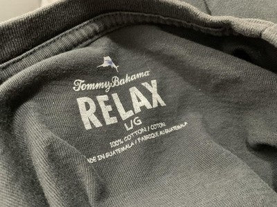Tommy Bahama Shirt Mens Large Gray Relax Now Relax Later Graphic Tee Beach Print