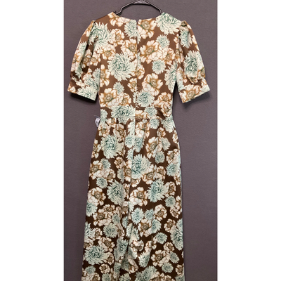 NWT Happy x Nature Wide Leg Floral Jumpsuit Size 4 Green Brown Retro Chic