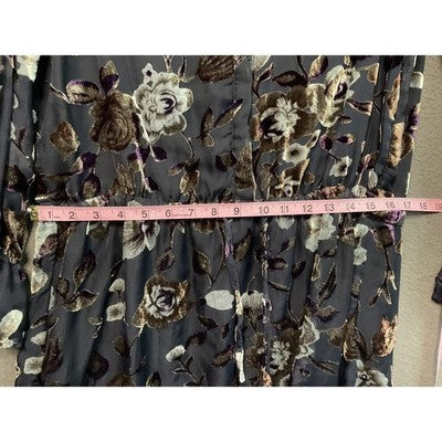 Carolina Belle Dress Womens 10 Velvet Floral Long Sleeve Lined Elegant