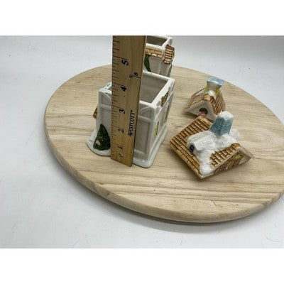 HH Christmas House Teapot Sugar Jar Ceramic Holiday Village Cottage SeT