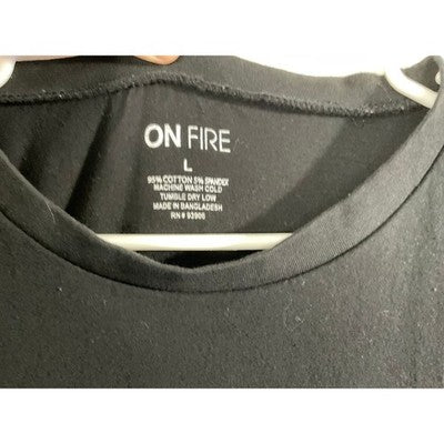 On Fire T-Shirt Dress Womens Large Black Graphic Limited Edition Side Tie Casual