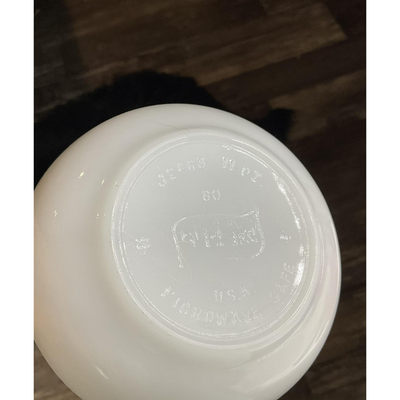 Fire-King Skillet Bowl White Milk Glass 20 oz Handle 6.5" Vintage USA Pyrex