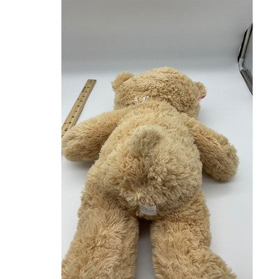 21-Inch Teddy Bear with Pink Bow, Pink/Silver Hearts by Tom's Toys