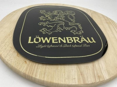 Lowenbrau Light & Dark Special Beer Advertising Sign Black Gold Plaque Vintage