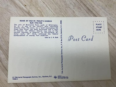 Vintage Ruins Old St. Philip's Church Brunswick NC Postcard 5.5x3.5 In