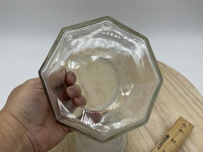 Clear Glass Kitchen Canister Jar With Lid Hexagon Faceted Storage Container