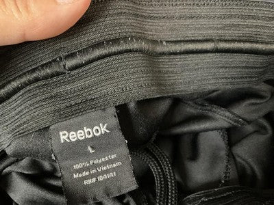 Reebok Pants Boy Large Black Track Woven Drawstring Waist Athletic Gym Pockets