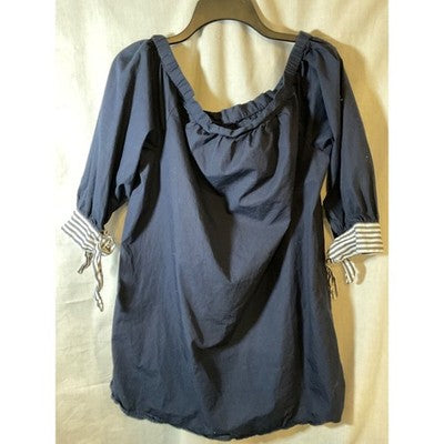 Crown & Ivy Off Shoulder Mini Dress/Top L, Blue, 3/4 Tie Sleeves, Sexy Sailor