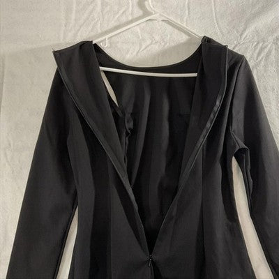 Dress Juniors 3 Black Mini Shift Long Sleeve White Bow Front Casual Party