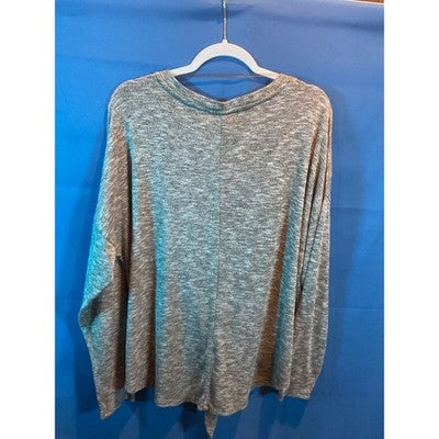 Signature Studio Women's Sweater XL - Grey/White, Front Tie, Button Closure