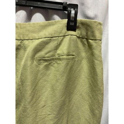 Emma James Dress Pants Size 14 Wide Leg Light Green Linen Blend Small Hem Flaw
