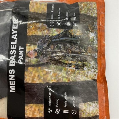 Mossy Oak Long Johns Mens Large Black Baselayer Pants Stretch Wicking Tagless