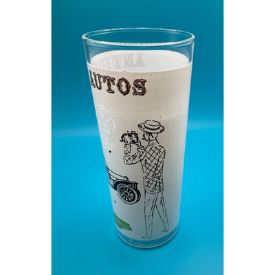 Vintage Barware:6.5" Highball Glass 1909 Nash Rambler Antique Auto Design Retro