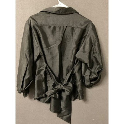 Amitie Black Polyester Blouse Lightweight Long Sleeve Size S Romantic Dark Goth
