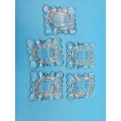 Vintage Clear Glass Ashtray Set of 5 Ribbed Base Rectangle Aprox 3" MCM