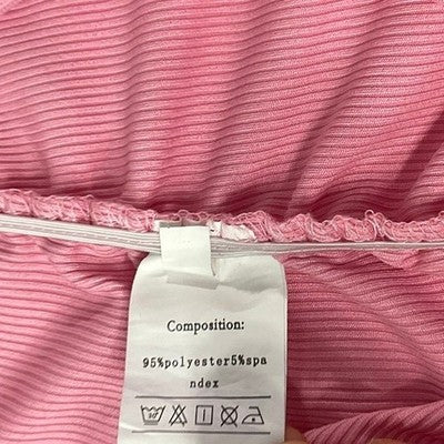 Stacked Leggings Womens L Pink Ribbed Ruched High Waist Streetwear