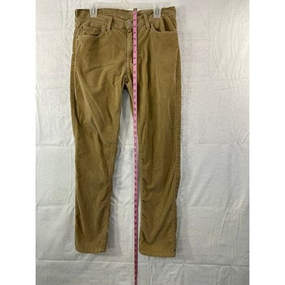Levi's 511 Slim Fit Pants Mens 32x32 Tan Corduroy 04511-1063 Distressed Khakis