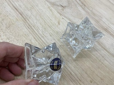 Clear Lead Crystal Candlestick Holders Set Of 2 Taper Candle USA Decor Tabletop