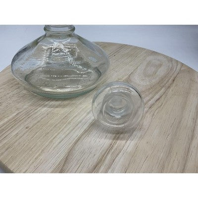Clear Glass Liquor Bottle Decanter Squat Round with Stopper 750 ML Made in Italy