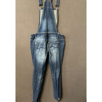 Rue 21 Distressed Denim Overalls Juniors 7/8 Skinny Jeans Bib Retro Chore