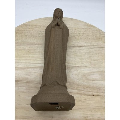 Vintage Nickron Virgin Mary Madonna Statue Brown Ceramic Prayer Figurine Japan