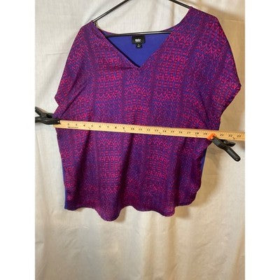 WASSIO Women's Colorful Top Size L, Polyester Front/Rayon Back, Short Sleeve