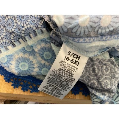 Jordache Girls Denim Overall Dress Size 6/6X Blue Pattern Skirt