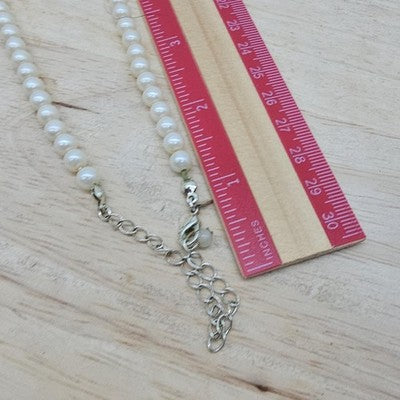 Necklace White Imitation Pearl Teardrop Pendant Rhinestone 20 In Lobster Womens