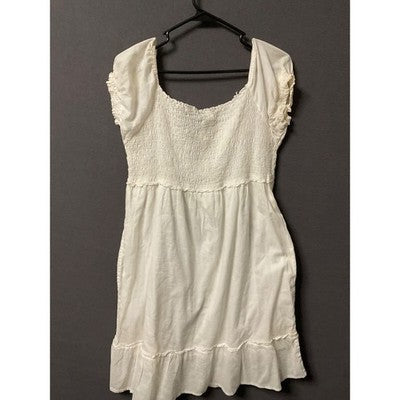 Claudia Richard VTG Ivory Embroidered Dress Women's M Boho Peasant Smocked