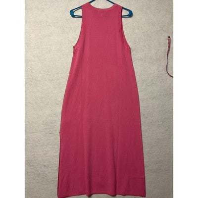 The Drop Dress Ribbed Pink Women's Large Sleeveless Knit Tank Midi Shift