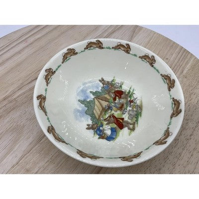 Royal Doulton VTG Bunnykins Cereal Bowl Camping Scene Nursery Ware Made England