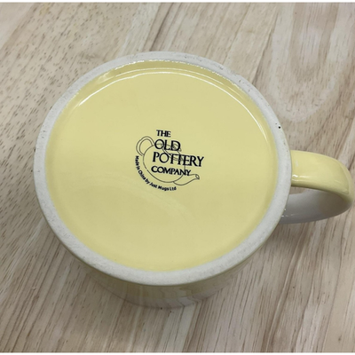 The Old Pottery Company Coffee Mug Easy Peasy Lemon Squeezy Yellow White Ceramic