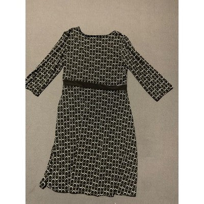 Apt. 9 Women's Black & White Geometric Faux Wrap Dress Size L Stretch Business